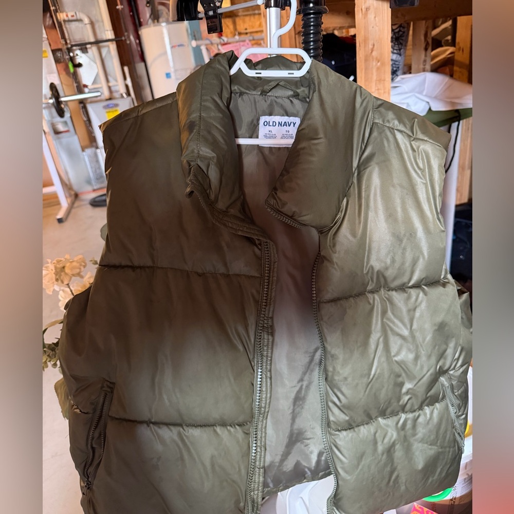 Old Navy Olive Quilted Puffer Vest - Picture 1 of 4